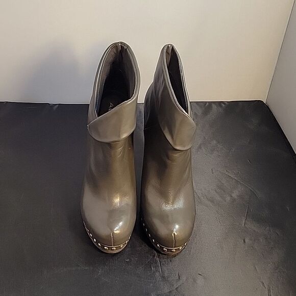 ALDO LEATHER STUDDED DETAILING ROUND TOE WOMEN"S HIGH HEEL STILETTOS ANKLE BOOTS - Picture 4 of 16